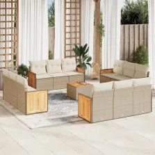   vidaXL 13 részes bézs polyrattan kerti ülőgarnitúra párnákkal