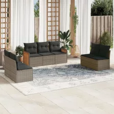   vidaXL 7 részes szürke polyrattan kerti ülőgarnitúra párnákkal