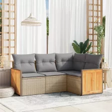   vidaXL 4 részes bézs polyrattan kerti ülőgarnitúra párnákkal