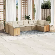   vidaXL 10 részes bézs polyrattan kerti ülőgarnitúra párnával