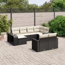  vidaXL 10 részes fekete polyrattan kerti ülőgarnitúra párnákkal