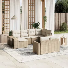   vidaXL 10 részes bézs polyrattan kerti ülőgarnitúra párnával