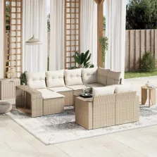   vidaXL 11 részes bézs polyrattan kerti ülőgarnitúra párnákkal