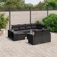   vidaXL 11 részes fekete polyrattan kerti ülőgarnitúra párnákkal
