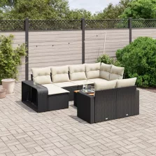   vidaXL 11 részes fekete polyrattan kerti ülőgarnitúra párnákkal