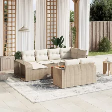   vidaXL 11 részes bézs polyrattan kerti ülőgarnitúra párnákkal