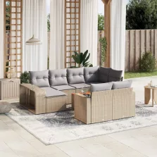   vidaXL 11 részes bézs polyrattan kerti ülőgarnitúra párnákkal