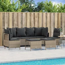   vidaXL 5 részes világosszürke polyrattan kerti ülőgarnitúra párnákkal