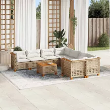   vidaXL 9 részes bézs polyrattan kerti ülőgarnitúra párnákkal