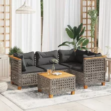   vidaXL 5 részes szürke polyrattan kerti ülőgarnitúra párnákkal