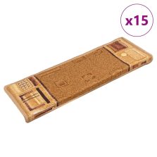 vidaXL 15 db bézs öntapadó lépcsőszőnyeg 65x21x4 cm