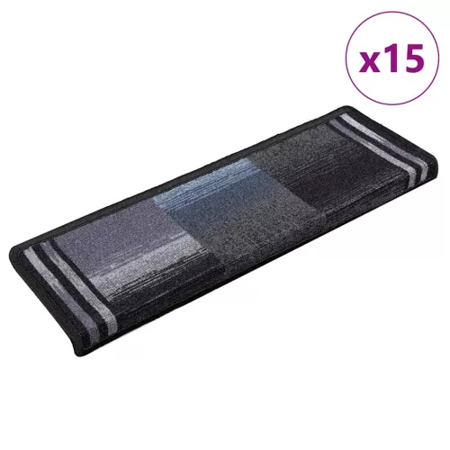 vidaXL 15 db fekete-szürke öntapadó lépcsőszőnyeg 65x21x4 cm