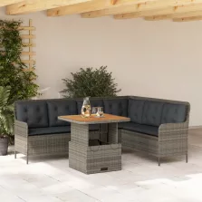   vidaXL 2 részes szürke polyrattan kerti kanapészett párnákkal