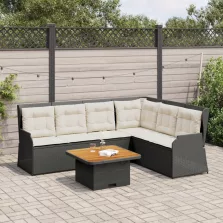   vidaXL 5 részes fekete polyrattan kerti ülőgarnitúra párnákkal