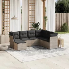   vidaXL 7 részes szürke polyrattan kerti ülőgarnitúra párnákkal