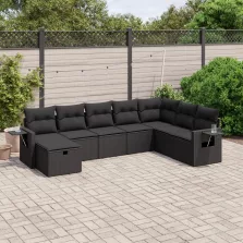   vidaXL 8 részes fekete polyrattan kerti ülőgarnitúra párnákkal