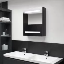   vidaXL fényes fekete LED-es tükrös fürdőszobaszekrény 50 x 14 x 60 cm