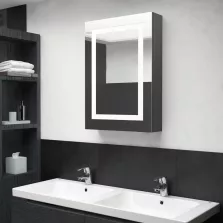   vidaXL szürke LED-es tükrös fürdőszobaszekrény 50 x 13 x 70 cm