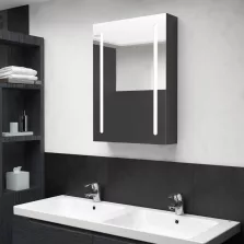   vidaXL fényes fekete LED-es tükrös fürdőszobaszekrény 50 x 13 x 70 cm
