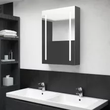   vidaXL szürke LED-es tükrös fürdőszobaszekrény 50 x 13 x 70 cm