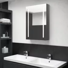   vidaXL fényes szürke LED-es tükrös fürdőszobaszekrény 50 x 13 x 70 cm