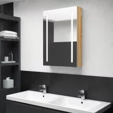   vidaXL tölgyszínű LED-es tükrös fürdőszobaszekrény 50 x 13 x 70 cm