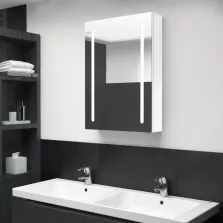  vidaXL fényes fehér LED-es tükrös fürdőszobaszekrény 50 x 13 x 70 cm