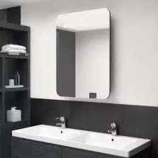   vidaXL szürke LED-es tükrös fürdőszobaszekrény 60 x 11 x 80 cm