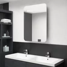   vidaXL fehér, tölgyszínű LED-es tükrös fürdőszobaszekrény 60x11x80 cm