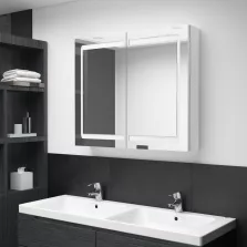   vidaXL fényes fehér LED-es tükrös fürdőszobaszekrény 80 x 12 x 68 cm