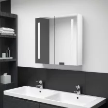   vidaXL fényes fehér LED-es tükrös fürdőszobaszekrény 62 x 14 x 60 cm