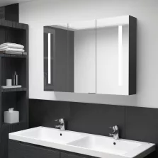   vidaXL fényes fekete fürdőszobaszekrény LED világítással 89x14x62 cm