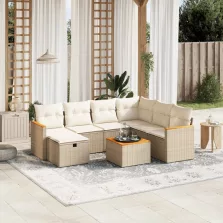   vidaXL 8 részes bézs polyrattan kerti ülőgarnitúra párnával