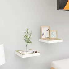   vidaXL 2 db tölgyszínű és fehér MDF lebegő fali polc 23x23,5x3,8 cm