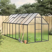   vidaXL antracitszürke alumínium melegház alapvázzal 445x169x195 cm
