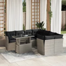   vidaXL 9 részes világosszürke polyrattan kerti ülőgarnitúra párnával