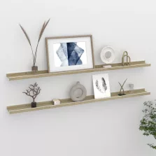   vidaXL 2 db fehér és sonoma tölgy színű fali polc 115 x 9 x 3 cm