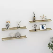   vidaXL 4 db fehér és sonoma tölgy színű fali polc 60 x 9 x 3 cm