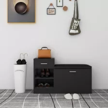 vidaXL fekete szerelt fa cipőtároló pad 94,5 x 31 x 57 cm