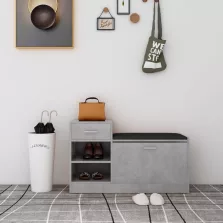   vidaXL betonszürke szerelt fa cipőtároló pad 94,5 x 31 x 57 cm