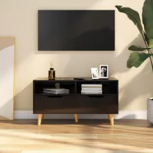   vidaXL magasfényű fekete szerelt fa TV-szekrény 90 x 40 x 48,5 cm
