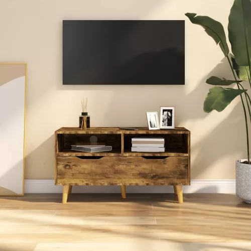 vidaXL füstös tölgy színű szerelt fa TV-szekrény 90 x 40 x 48,5 cm