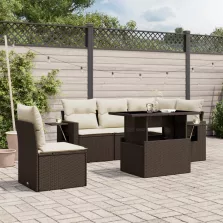   vidaXL 6 részes barna polyrattan kerti ülőgarnitúra párnával