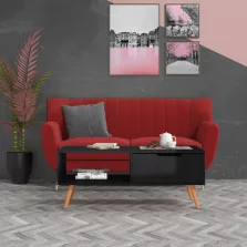  vidaXL magasfényű fekete szerelt fa dohányzóasztal 100 x 49,5 x 43 cm