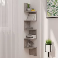   vidaXL betonszürke szerelt fa fali sarokpolc 19 x 19 x 123 cm