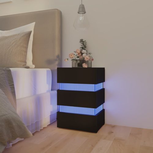 vidaXL fekete szerelt fa LED-es éjjeliszekrény 45 x 35 x 67 cm