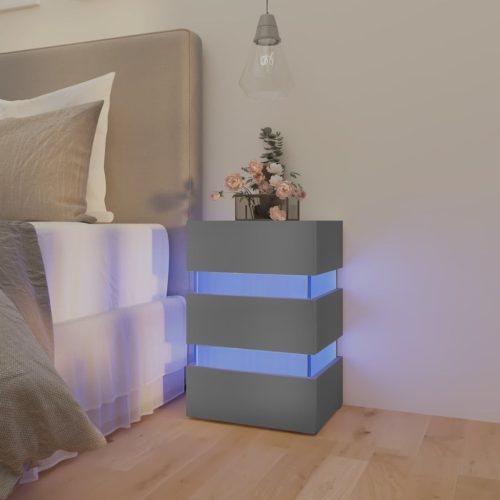 vidaXL szürke szerelt fa LED-es éjjeliszekrény 45 x 35 x 67 cm