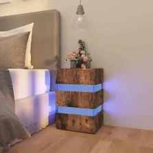   vidaXL füstös tölgy színű szerelt fa LED-es éjjeliszekrény 45x35x67 cm