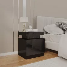   vidaXL magasfényű fekete szerelt fa éjjeliszekrény 45 x 35 x 52 cm