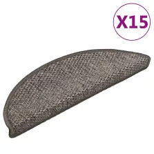   vidaXL 15 db szizál hatású barna bézs lépcsőszőnyeg 56 x 17 x 3 cm
